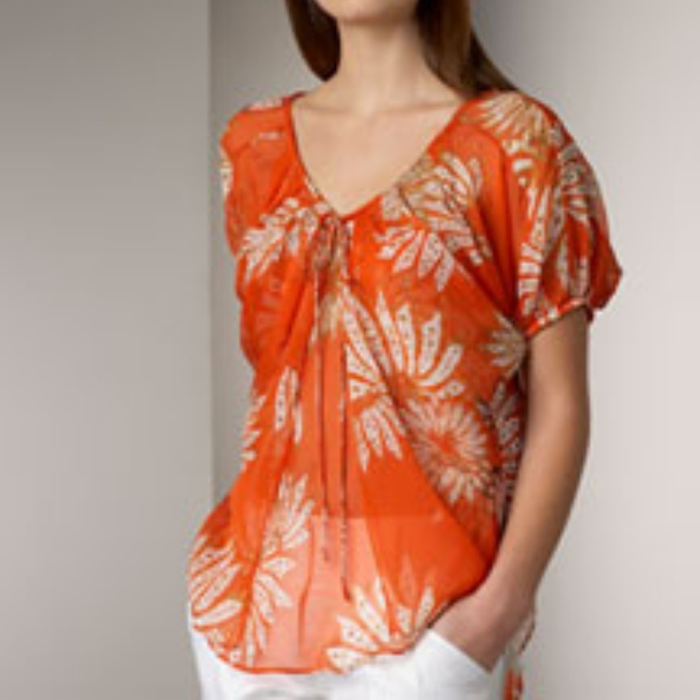DvF MERRILL SPIKE FLOWER FLAME TOP BLOUSE - US 2